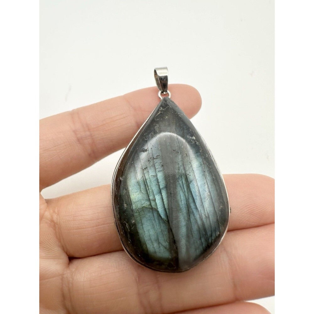 Natural Labradorite Cabochon Polished Gemstone Pendant